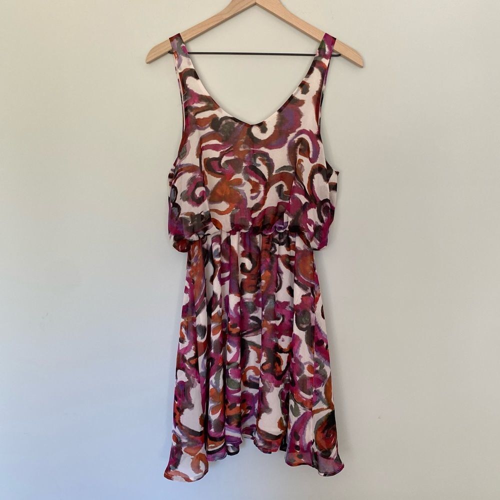 Patterson J. Kincaid  Small Dress Purple Abstract Paisley Swirls Tank Sundress